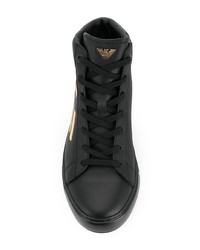 Женские черные кожаные высокие кеды от Ea7 Emporio Armani