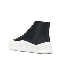Мужские черные кожаные высокие кеды от Jil Sander