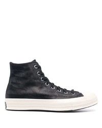 Мужские черные кожаные высокие кеды от Converse