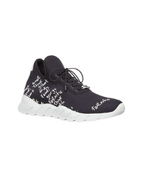 Мужские черные кожаные высокие кеды от Fendi