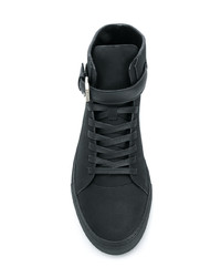 Мужские черные кожаные высокие кеды от Buscemi