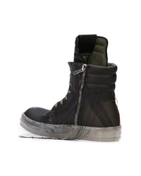 Мужские черные кожаные высокие кеды от Rick Owens