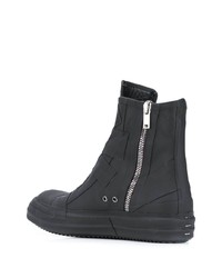 Мужские черные кожаные высокие кеды от Rick Owens