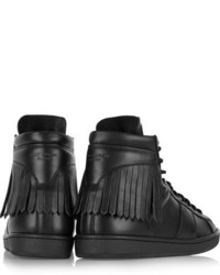 Женские черные кожаные высокие кеды от Saint Laurent