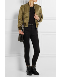 Женские черные кожаные высокие кеды от Saint Laurent