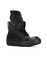 Мужские черные кожаные высокие кеды от Rick Owens