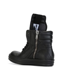 Мужские черные кожаные высокие кеды от Rick Owens