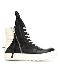 Мужские черные кожаные высокие кеды от Rick Owens