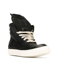 Женские черные кожаные высокие кеды от Rick Owens