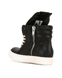 Женские черные кожаные высокие кеды от Rick Owens