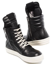 Мужские черные кожаные высокие кеды от Rick Owens