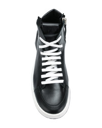 Мужские черные кожаные высокие кеды от Cinzia Araia