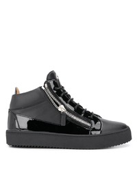 Мужские черные кожаные высокие кеды от Giuseppe Zanotti