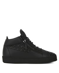 Мужские черные кожаные высокие кеды от Giuseppe Zanotti