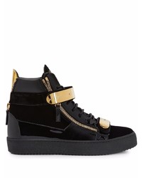 Мужские черные кожаные высокие кеды от Giuseppe Zanotti