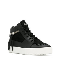 Мужские черные кожаные высокие кеды от Giuseppe Zanotti Design