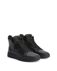 Мужские черные кожаные высокие кеды от Giuseppe Zanotti
