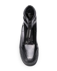 Мужские черные кожаные высокие кеды от Emporio Armani