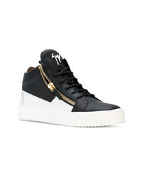 Мужские черные кожаные высокие кеды от Giuseppe Zanotti Design