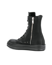 Мужские черные кожаные высокие кеды от Rick Owens DRKSHDW