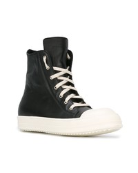 Мужские черные кожаные высокие кеды от Rick Owens