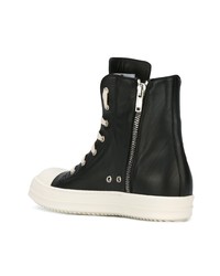 Мужские черные кожаные высокие кеды от Rick Owens