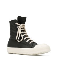 Мужские черные кожаные высокие кеды от Rick Owens DRKSHDW