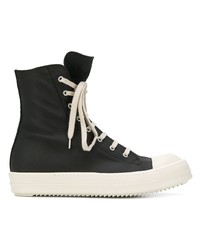 Мужские черные кожаные высокие кеды от Rick Owens DRKSHDW