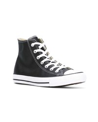 Мужские черные кожаные высокие кеды от Converse