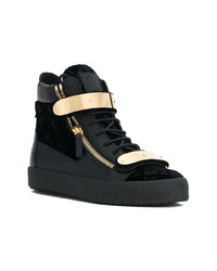 Мужские черные кожаные высокие кеды от Giuseppe Zanotti Design