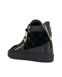 Мужские черные кожаные высокие кеды от Giuseppe Zanotti Design