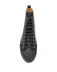 Мужские черные кожаные высокие кеды от Jil Sander