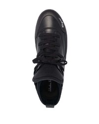 Мужские черные кожаные высокие кеды от Salvatore Ferragamo