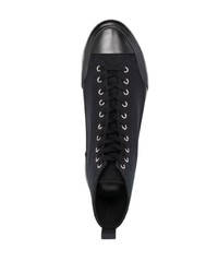 Мужские черные кожаные высокие кеды от Jil Sander
