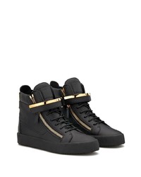 Мужские черные кожаные высокие кеды от Giuseppe Zanotti