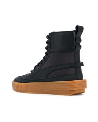 Мужские черные кожаные высокие кеды от Puma