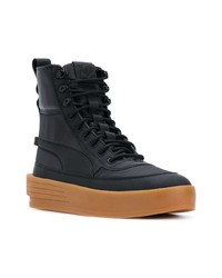 Мужские черные кожаные высокие кеды от Puma