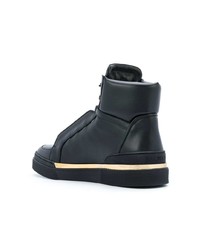 Мужские черные кожаные высокие кеды от Balmain