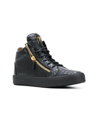 Мужские черные кожаные высокие кеды от Giuseppe Zanotti Design