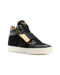 Мужские черные кожаные высокие кеды от Giuseppe Zanotti Design