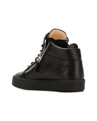Женские черные кожаные высокие кеды от Giuseppe Zanotti Design