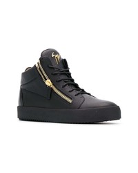 Мужские черные кожаные высокие кеды от Giuseppe Zanotti Design