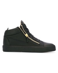 Мужские черные кожаные высокие кеды от Giuseppe Zanotti Design