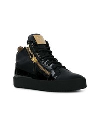 Женские черные кожаные высокие кеды от Giuseppe Zanotti Design