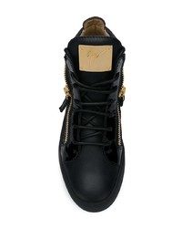 Женские черные кожаные высокие кеды от Giuseppe Zanotti Design