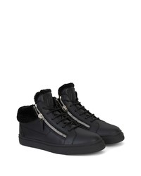 Мужские черные кожаные высокие кеды от Giuseppe Zanotti