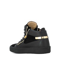 Мужские черные кожаные высокие кеды от Giuseppe Zanotti Design