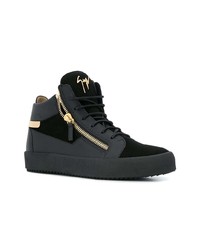 Мужские черные кожаные высокие кеды от Giuseppe Zanotti Design