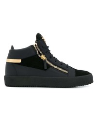 Мужские черные кожаные высокие кеды от Giuseppe Zanotti Design