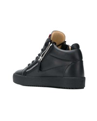 Мужские черные кожаные высокие кеды от Giuseppe Zanotti Design